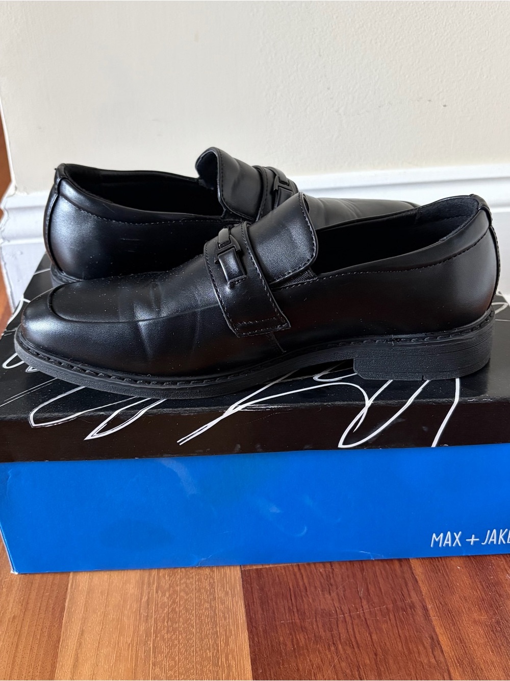 Black Leather Boy’s Slip-On Loafers